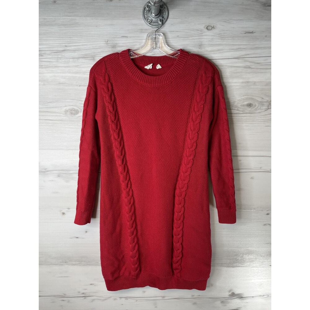 Gap Kids Sweater Dress Girls XL‎ 12-13 Red Cable Knit Cotton Long Sleeve Warm